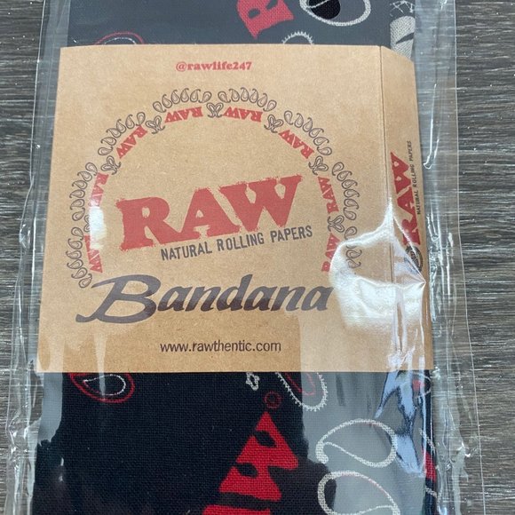 RAW Natural Rolling Papers Bandana Handkerchief Wrap Black 21.5" x 21.5" NEW - Picture 4 of 5